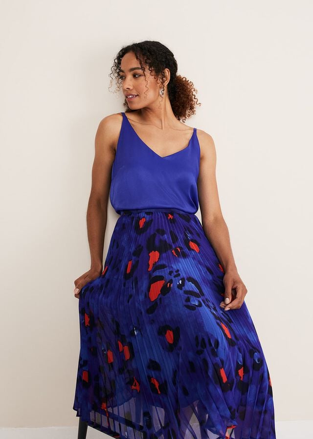 Deep Blue / Multicolor Phase Eight Clarisse Print Skirts | 3219MUKBE