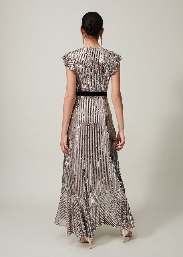 Gold Phase Eight Enja Sequin Dress | 9013DRQMN