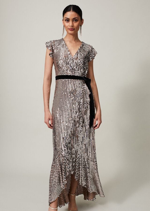 Gold Phase Eight Enja Sequin Dress | 9013DRQMN