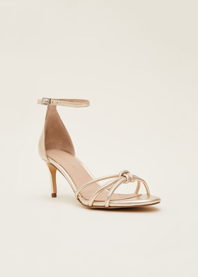 Gold Phase Eight Gold Open Toe Heels | 5314FZABR