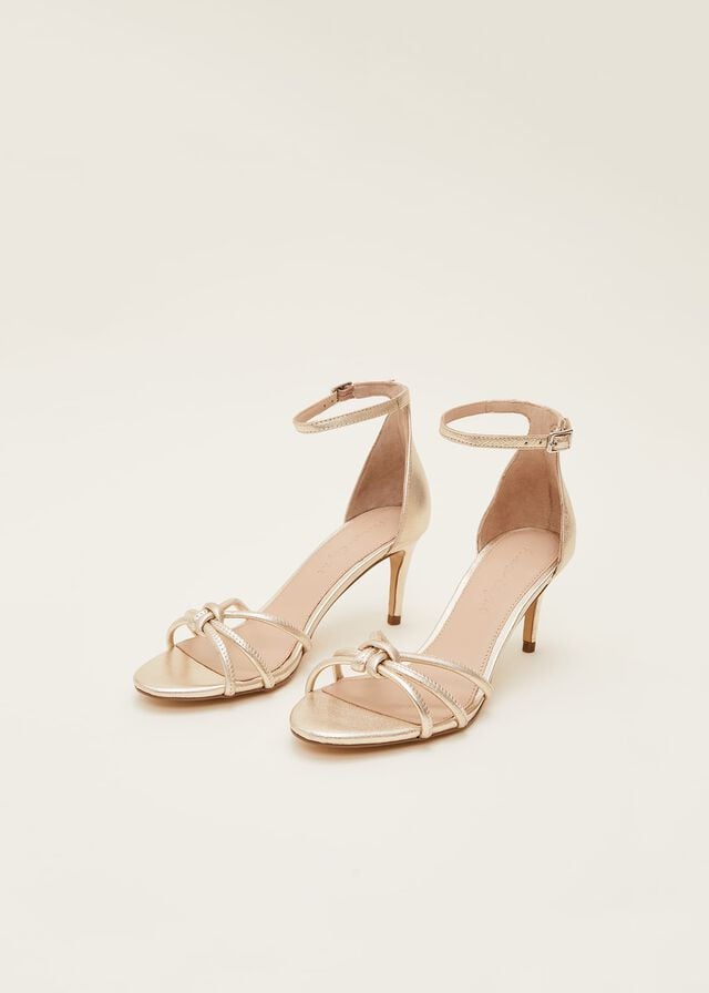 Gold Phase Eight Gold Open Toe Heels | 5314FZABR