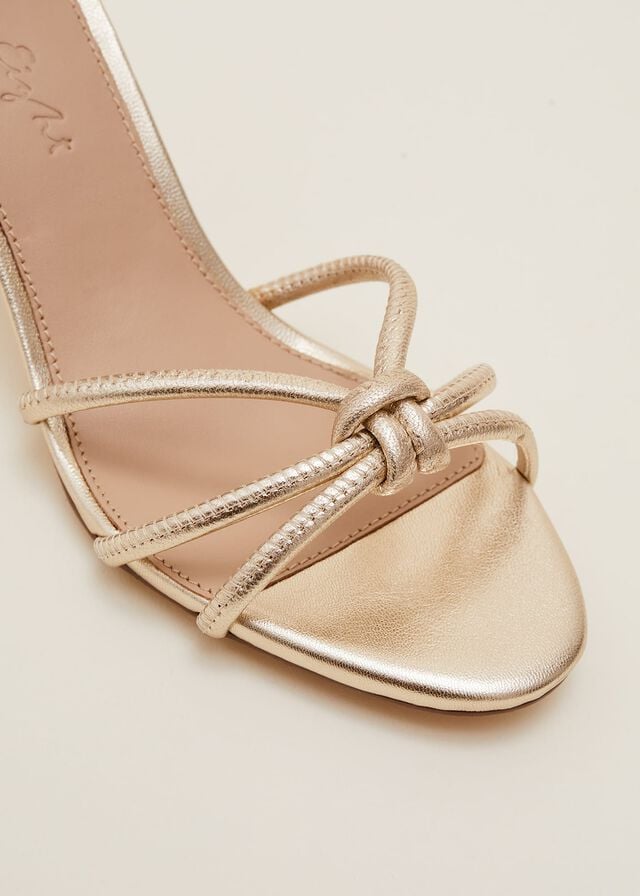 Gold Phase Eight Gold Open Toe Heels | 5314FZABR
