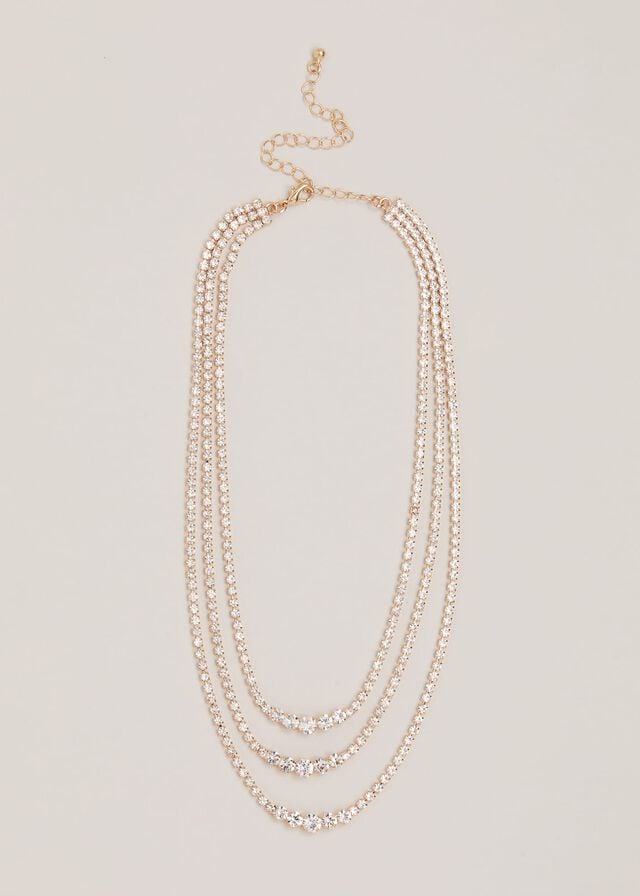 Gold Phase Eight Gold Sparkle Triple Layer Jewellery | 3017BQYAF