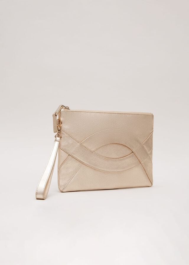 Gold Phase Eight Leather Crossover Detail Bags | 2630VEILW