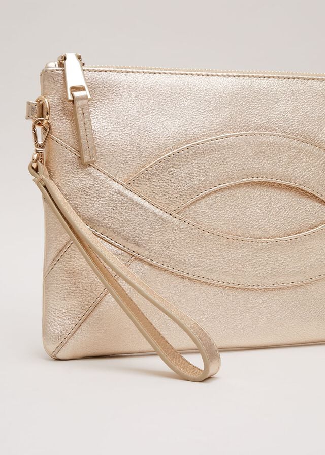 Gold Phase Eight Leather Crossover Detail Bags | 2630VEILW