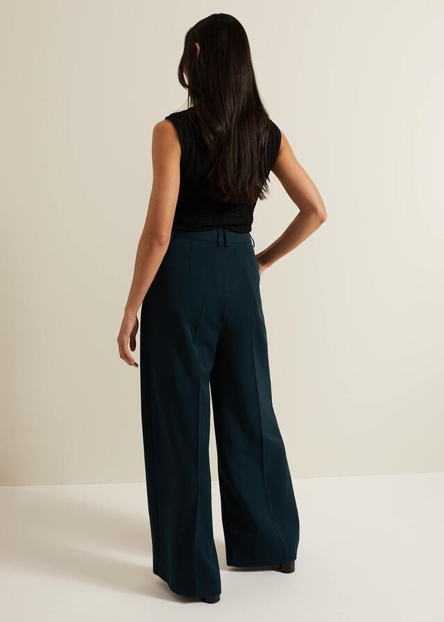 Green Phase Eight Arabella Pleat Wide Leg Trousers | 8960SENCJ