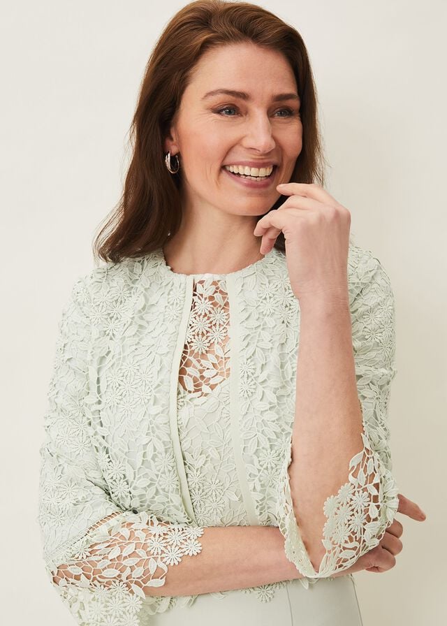 Green Phase Eight Georgia Lace Jackets | 8957PZUGN