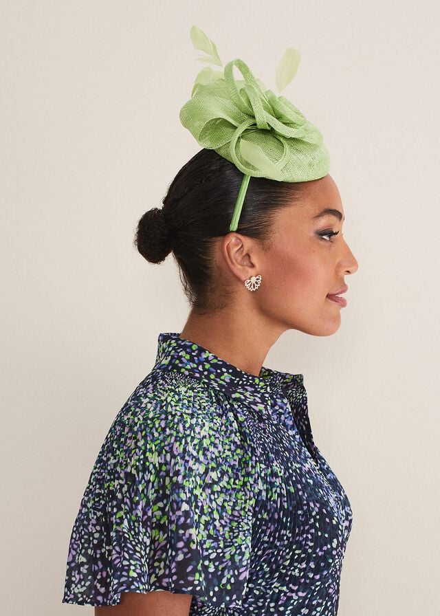 Green Phase Eight Green Flower Pillbox Fascinator Hats | 5869NVBFX