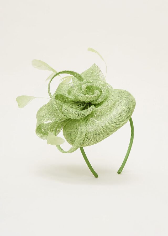 Green Phase Eight Green Flower Pillbox Fascinator Hats | 5869NVBFX