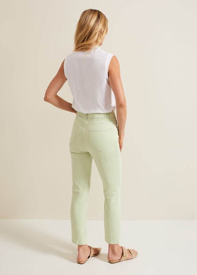 Green Phase Eight Lindsey Cropped Straight Leg Jeans | 1940ZWUBG