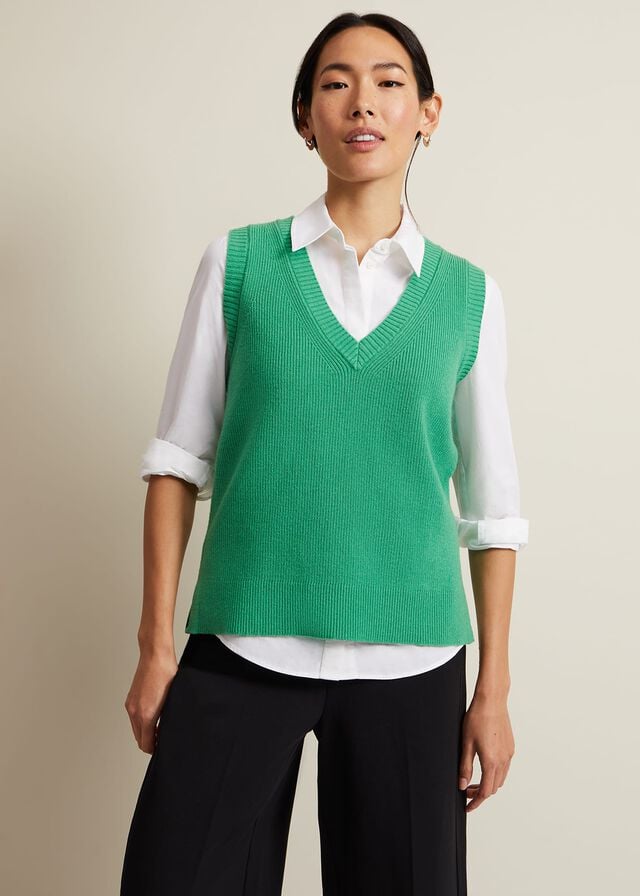 Green Phase Eight Marianna V Neck Knitwear | 8697OWLDF