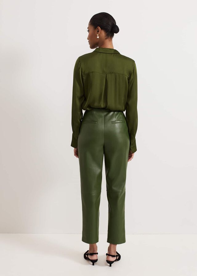 Green Phase Eight Mya Pu Crop Trousers | 0136HJCZD