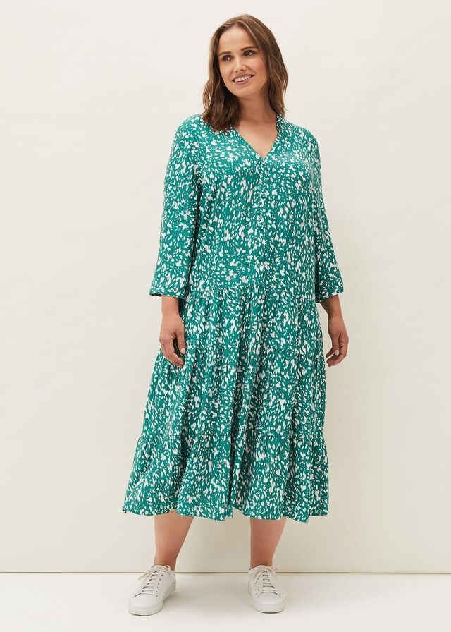 Green Phase Eight Penele Abstract Print Dress | 0896AOWZH
