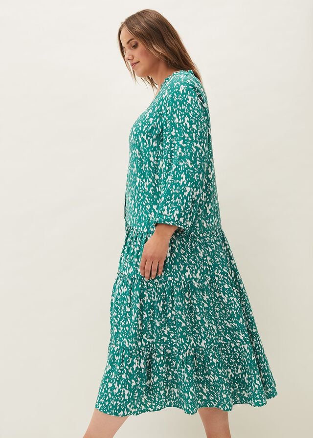 Green Phase Eight Penele Abstract Print Dress | 0896AOWZH