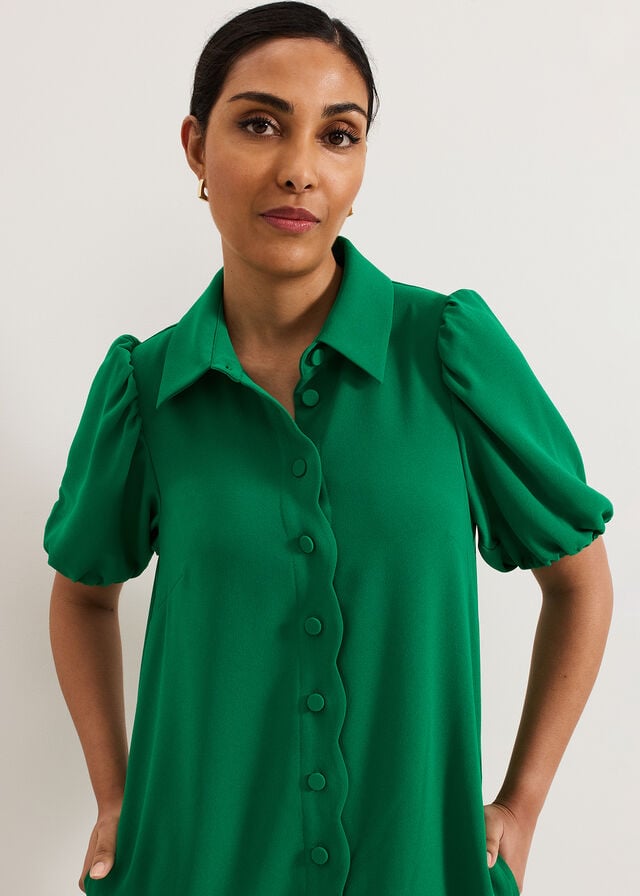 Green Phase Eight Petite Candice Scallop Dress | 1059ZXPAN