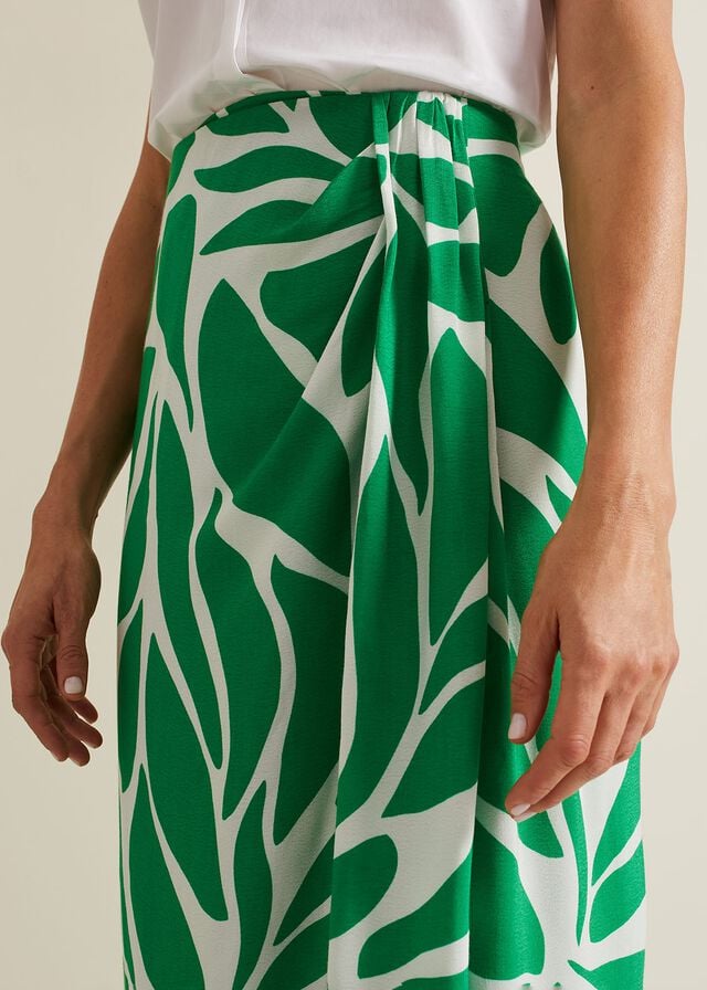 Green Phase Eight Presley Leaf Print Skirts | 6498VPORW