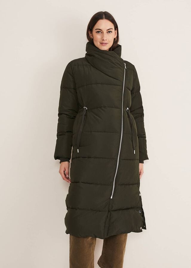 Green Phase Eight Rae Asymetric Puffer Coats | 2940ZYGQO