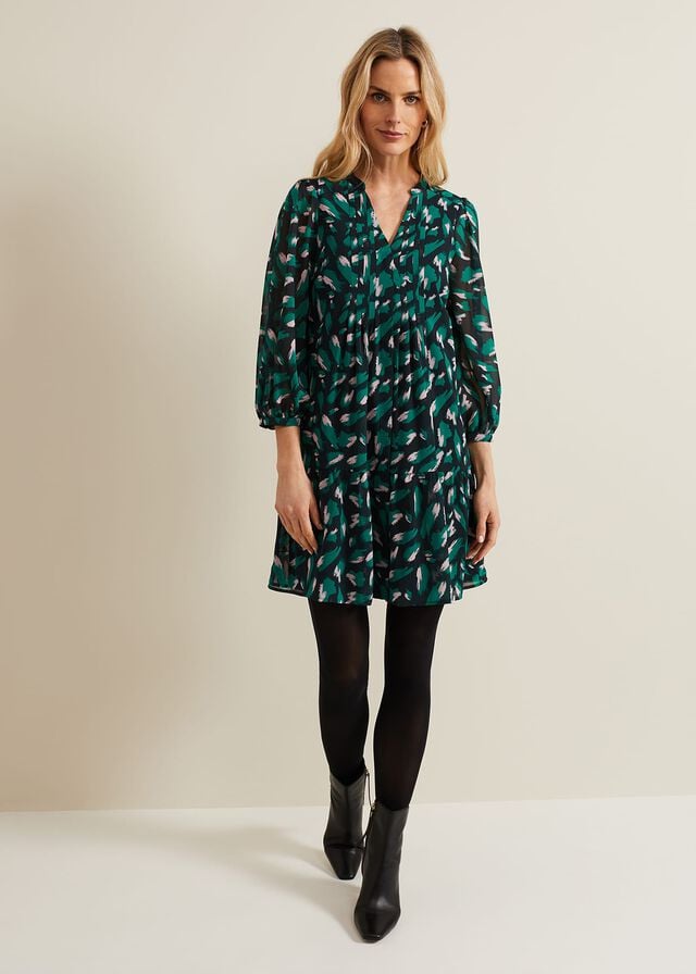 Green / Multicolor Phase Eight Abstract Penele Dress | 9075QIHXS
