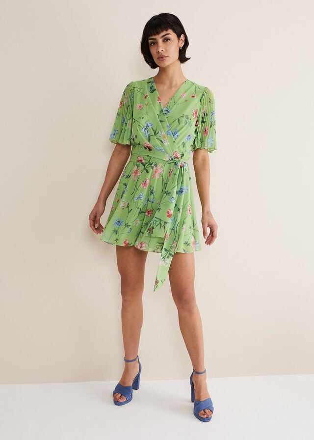 Green / Multicolor Phase Eight Astoria Floral Playsuit Jumpsuit | 6409XQVFZ