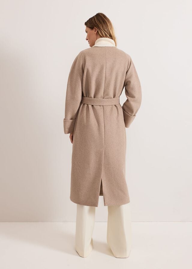 Grey Phase Eight Aoife Collarless Wool Wrap Coats | 3849CWVNY