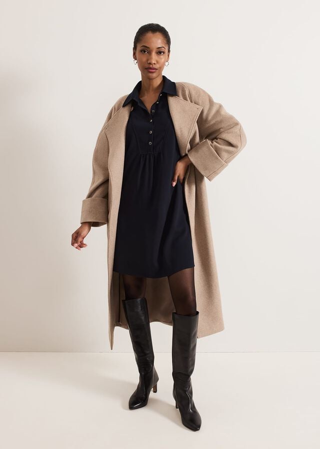 Grey Phase Eight Aoife Collarless Wool Wrap Coats | 3849CWVNY