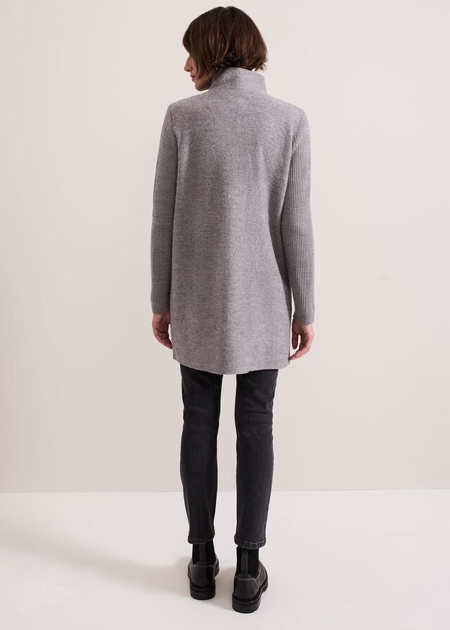 Grey Phase Eight Byanca Zip Knitwear | 1629QBISO