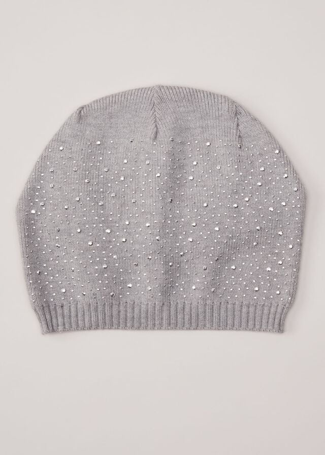 Grey Phase Eight Grey Sparkly Beanie Hats | 0735NALBD