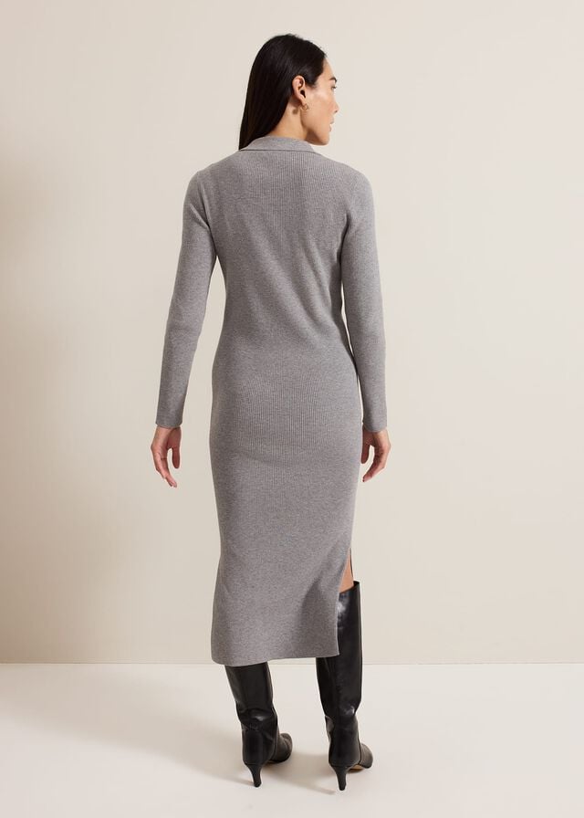 Grey Phase Eight Lucy Collared Popper Column Dress | 2948NJUFE