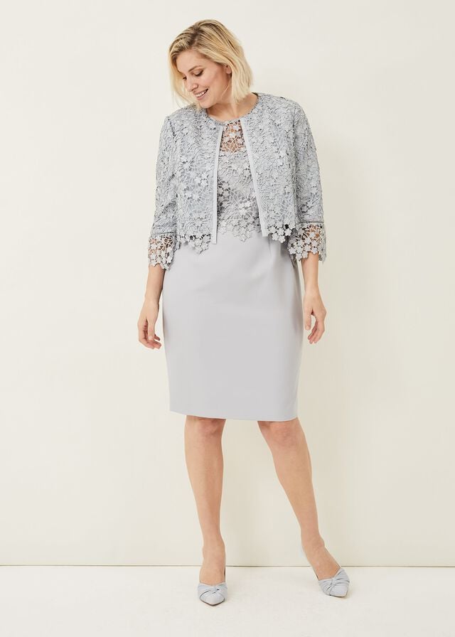Grey Phase Eight Mariposa Lace Occasion Jackets | 1368KAWUE