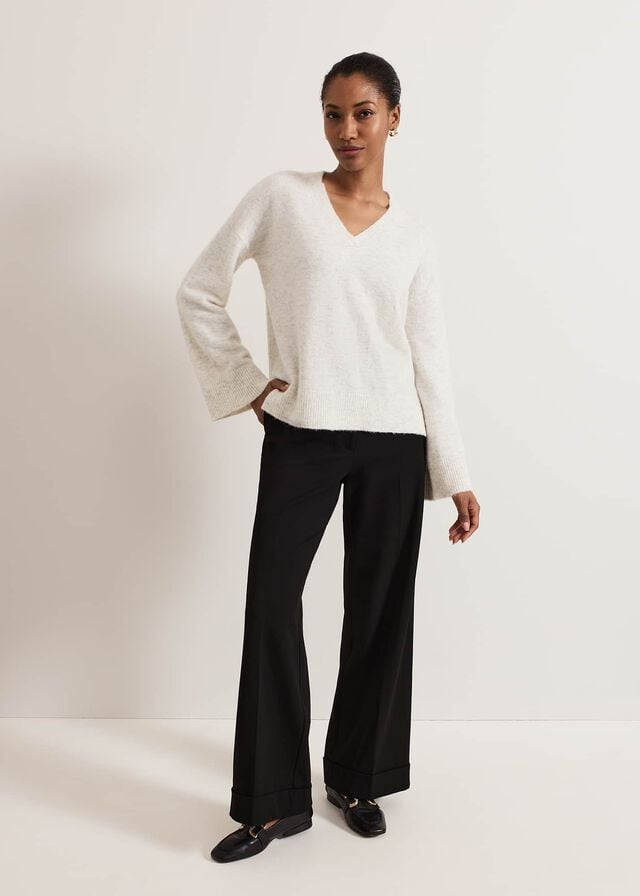 Grey Phase Eight Olivia V Neck Alpaca Knitwear | 9641KVAIZ