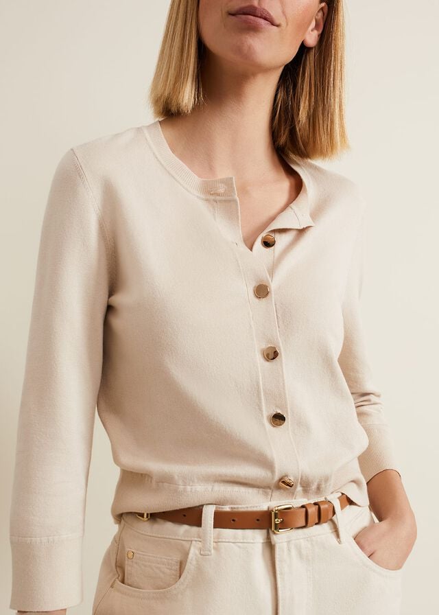 Grey Phase Eight Robin Button Through Knitwear | 8452GOATP