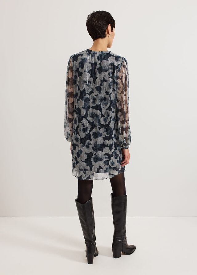 Grey Phase Eight Roma Grey Floral Plisse Dress | 7692IKPER