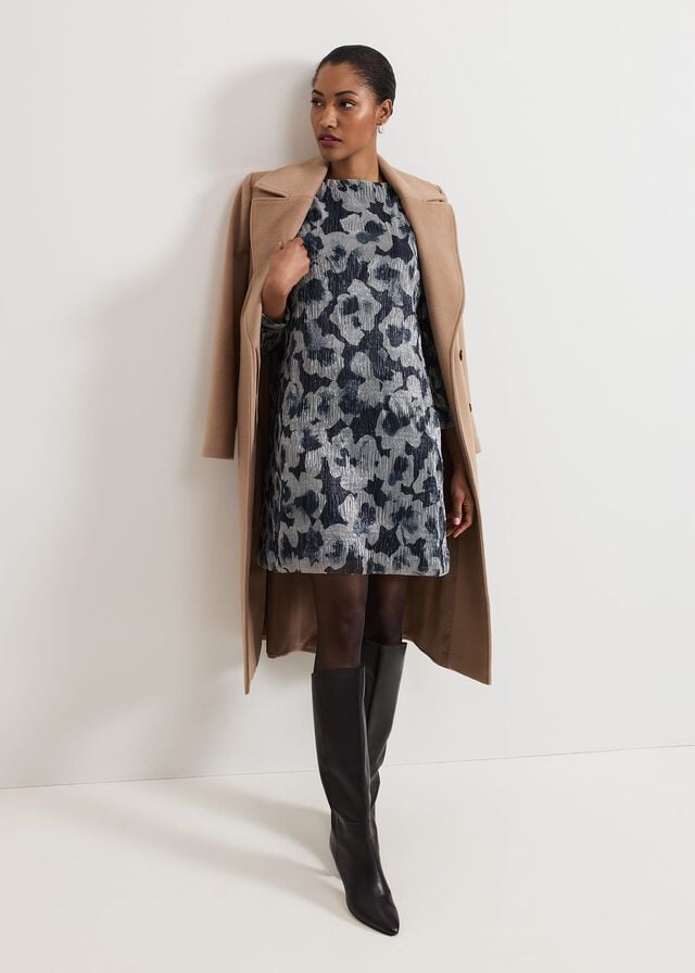 Grey Phase Eight Roma Grey Floral Plisse Dress | 7692IKPER