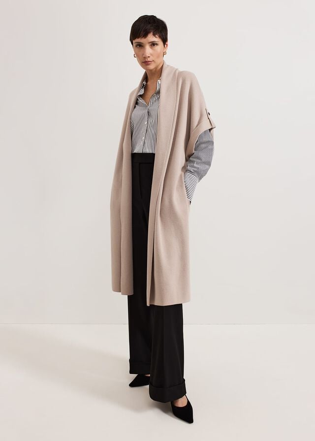 Grey Phase Eight Wendy Shawl Collar Gilet Knitwear | 0247LRQUI