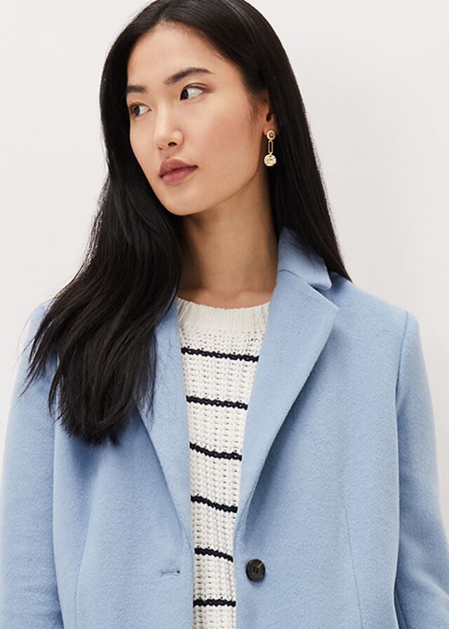 Grey / Blue Phase Eight Amara Wool Coats | 0372UJOWF