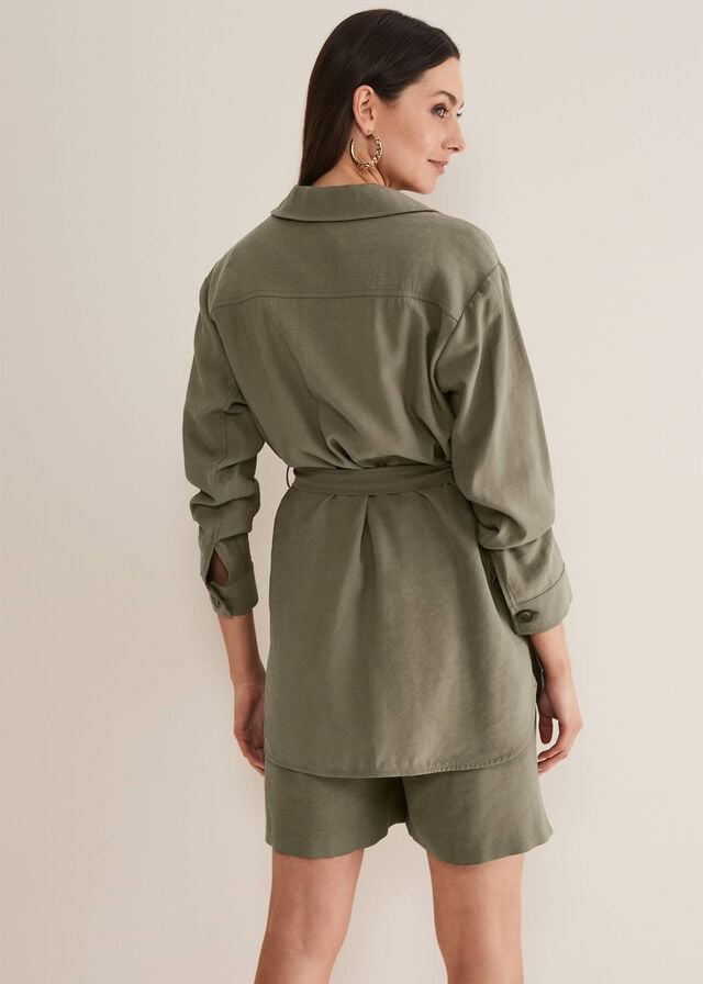 Khaki Phase Eight Leonar Co-Ord Shacket Coats | 9186FZLQO