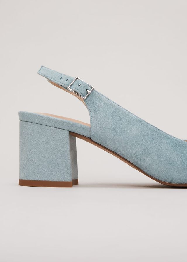 Light Green Phase Eight Suede Buckle Block Heels | 5104GYETL