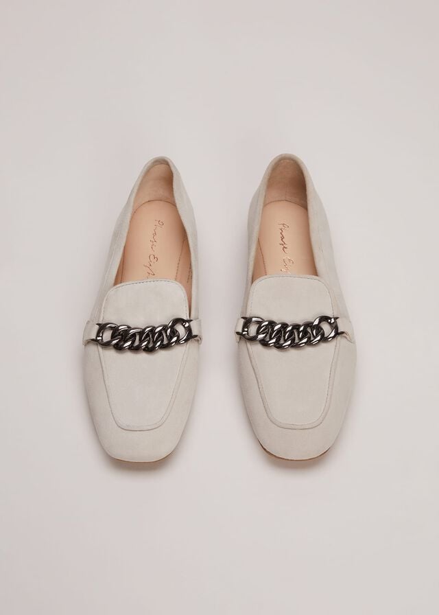Light Grey Phase Eight Grey Chain Detail Flats | 2048VJEZY