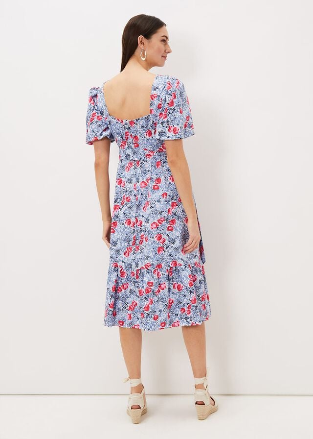 Multicolor Phase Eight Abbiana Cotton Floral Dress | 8406HNWAZ
