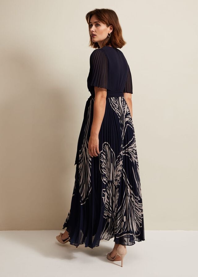 Multicolor Phase Eight Abigail Printed Pleat Midaxi Dress | 3067SBXIY