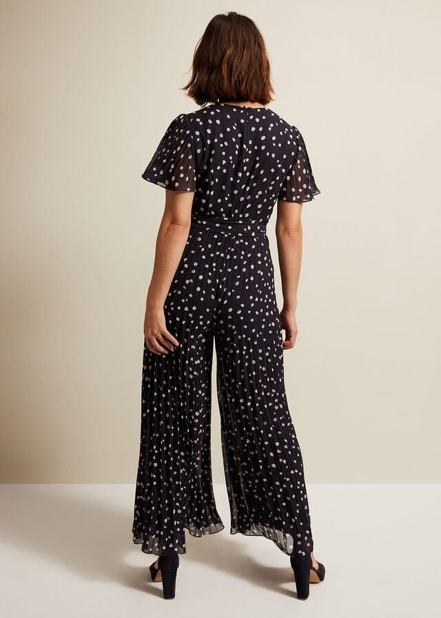 Multicolor Phase Eight Alexandra Spot Pleat Jumpsuit | 6097TWSIB