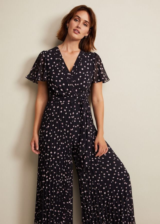 Multicolor Phase Eight Alexandra Spot Pleat Jumpsuit | 6097TWSIB