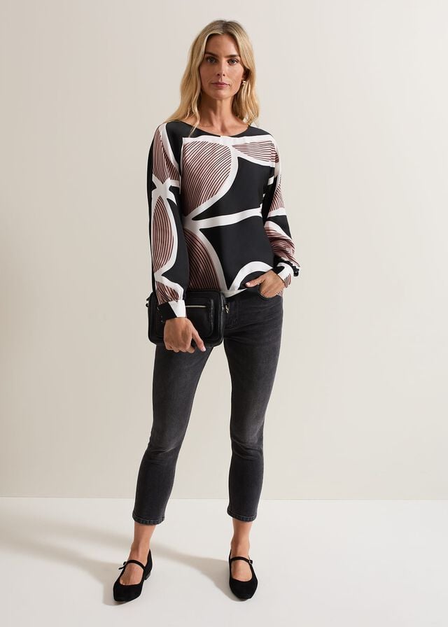 Multicolor Phase Eight Alora Swirl Print T Shirts | 2836JOHIQ