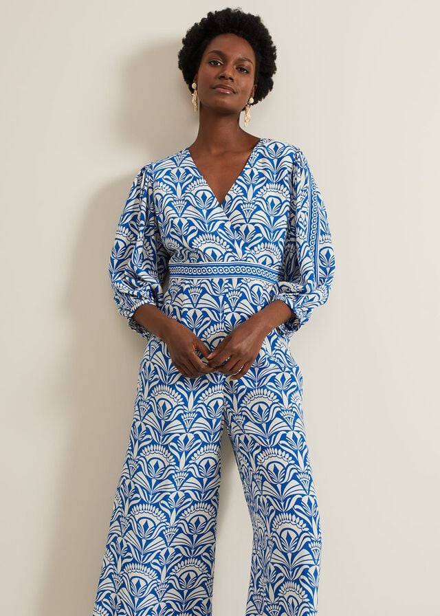 Multicolor Phase Eight Amy Print V Neck Jumpsuit | 1385SYVPM