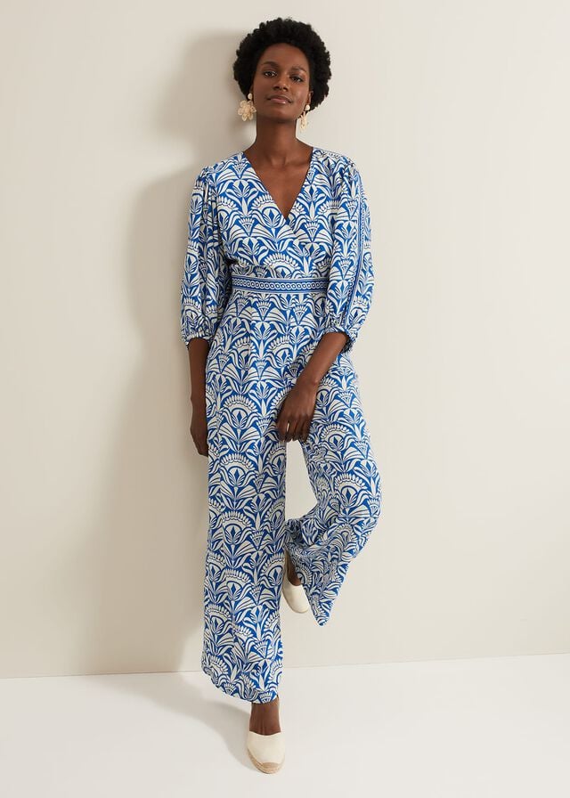 Multicolor Phase Eight Amy Print V Neck Jumpsuit | 1385SYVPM