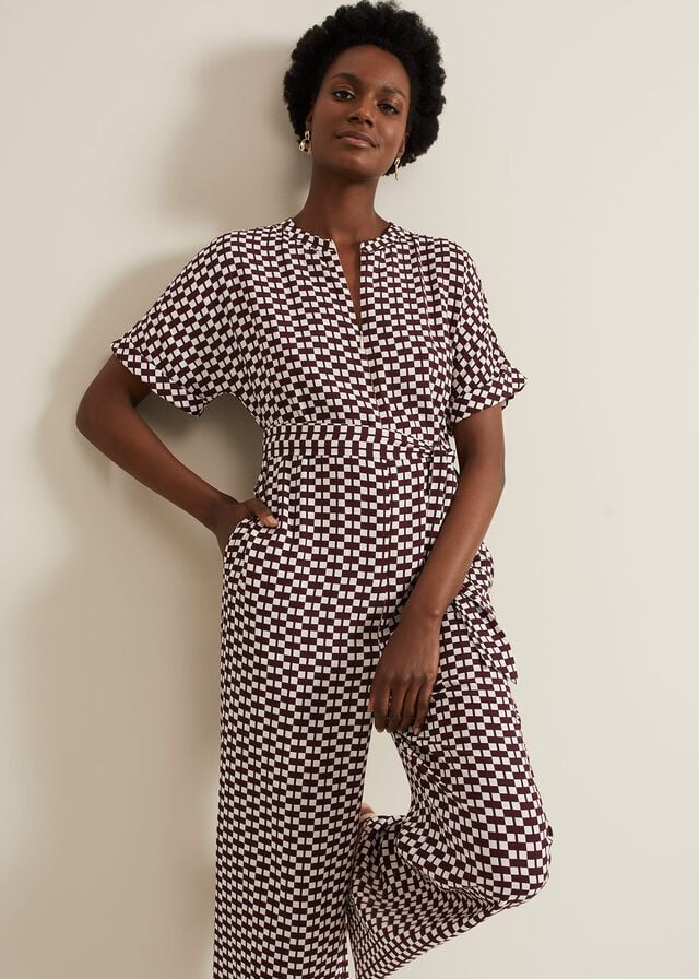 Multicolor Phase Eight Andra Geo Tie Waist Jumpsuit | 4175YEKOP