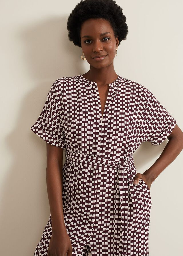 Multicolor Phase Eight Andra Geo Tie Waist Jumpsuit | 4175YEKOP