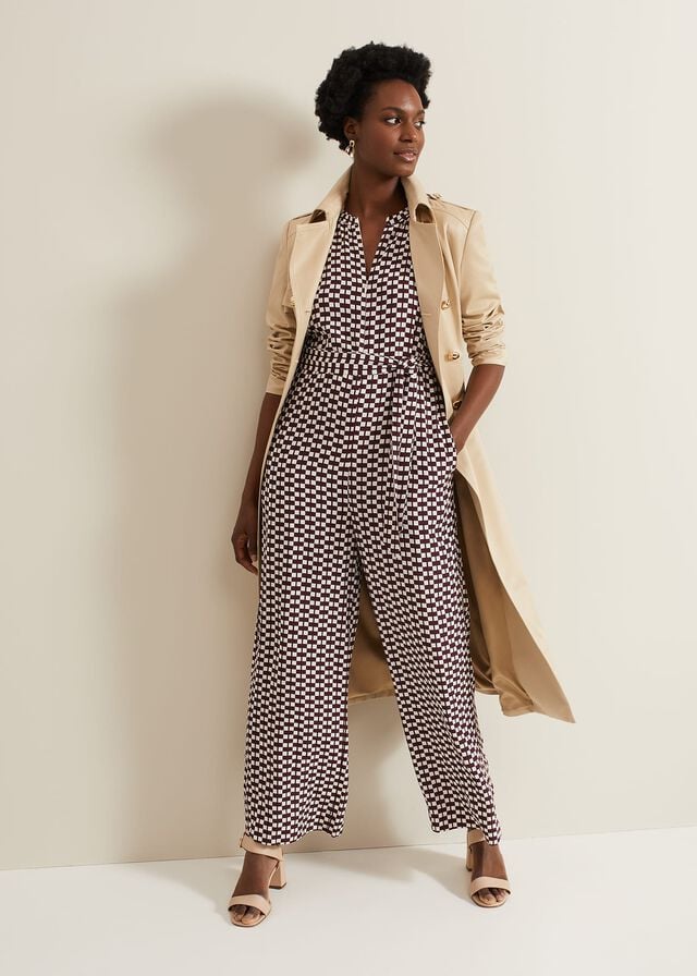 Multicolor Phase Eight Andra Geo Tie Waist Jumpsuit | 4175YEKOP