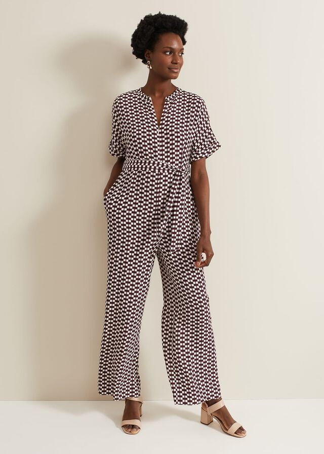 Multicolor Phase Eight Andra Geo Tie Waist Jumpsuit | 4175YEKOP