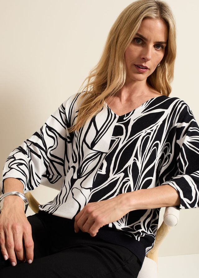 Multicolor Phase Eight Ava Floral Print Colour Block Knitwear | 8715ESFPH